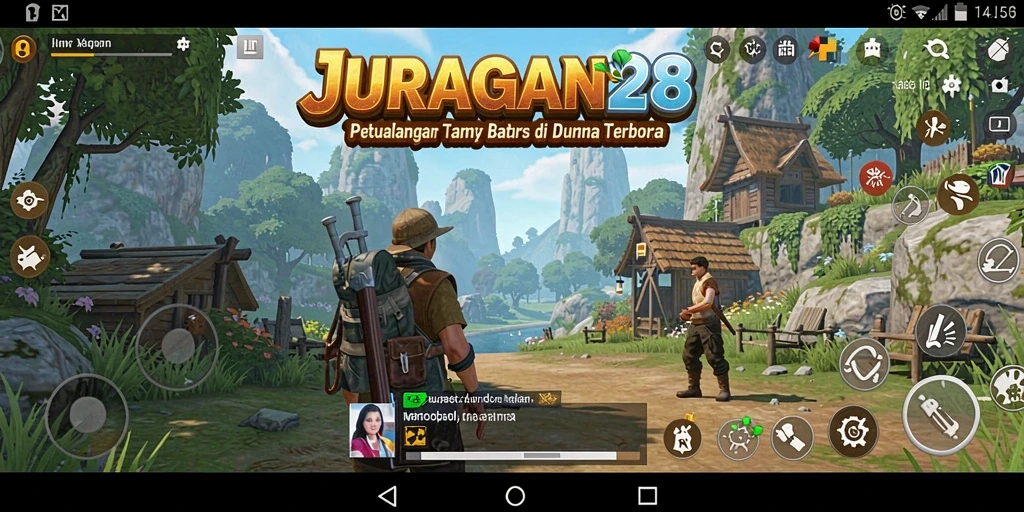 Tangkapan layar gameplay JURAGAN28 yang menampilkan petualangan di dunia terbuka.