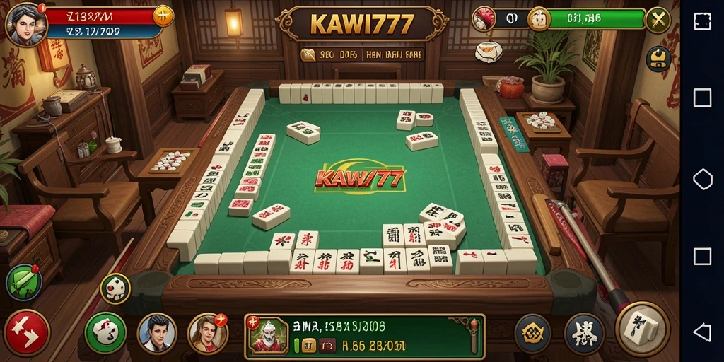 Tangkapan layar gameplay KAWI777 menampilkan papan Mahjong yang menantang.