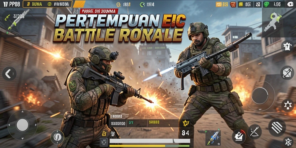 Tampilan epic dari gameplay Battle Royale PP88 dengan aksi pertarungan seru.