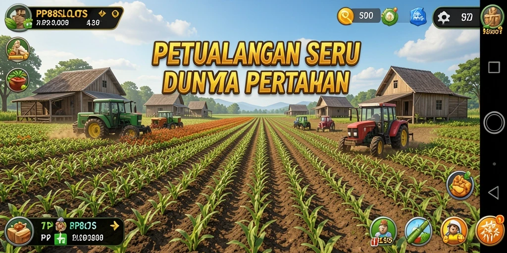 Gameplay seru PP88SLOTS yang menampilkan ladang pertanian yang subur.
