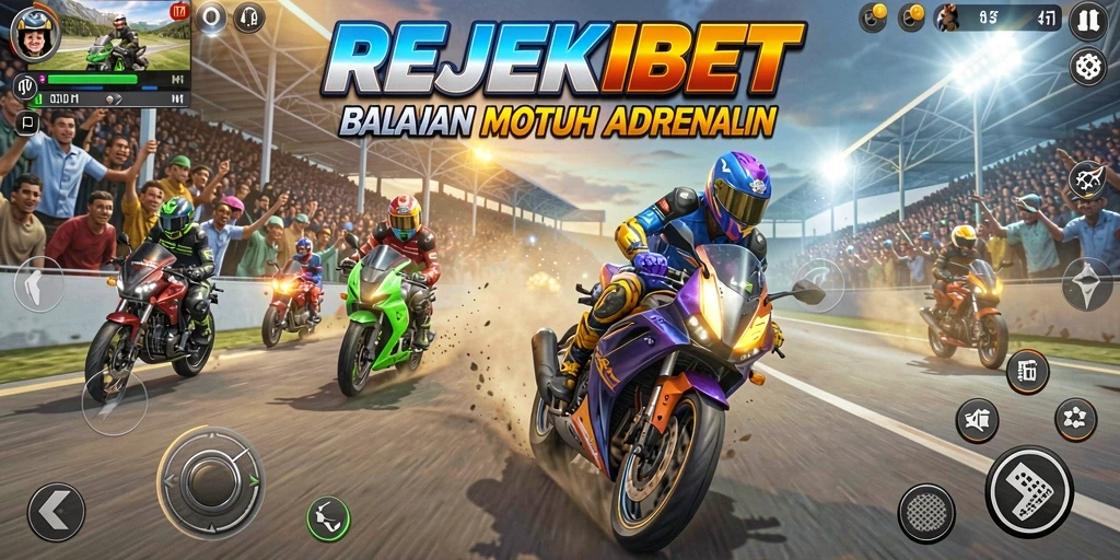 Gameplay mendebarkan dari REJEKIBET yang menampilkan balapan motor.