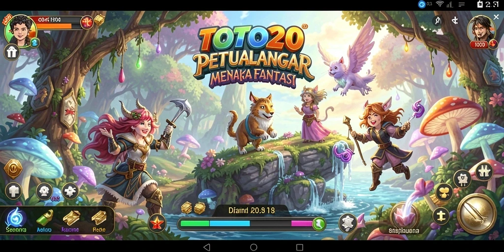 Tangkapan layar gameplay utama TOTO20 menunjukkan aksi petualangan yang seru.