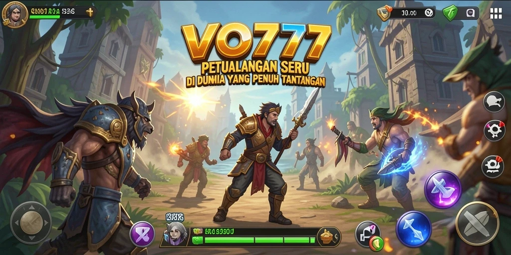 Gameplay VO777 dengan karakter menjelajah dunia penuh petualangan.
