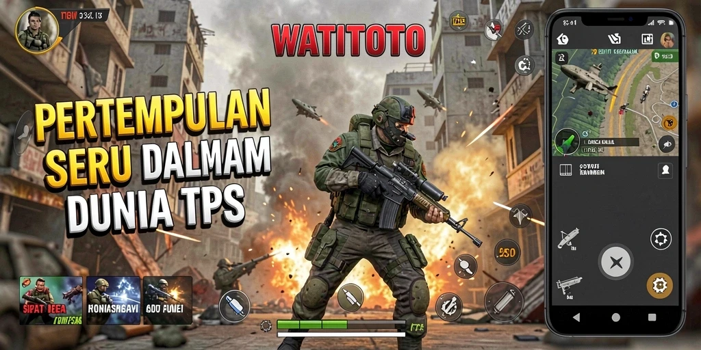 Screenshot gameplay WATITOTO menampilkan pertempuran TPS yang seru.
